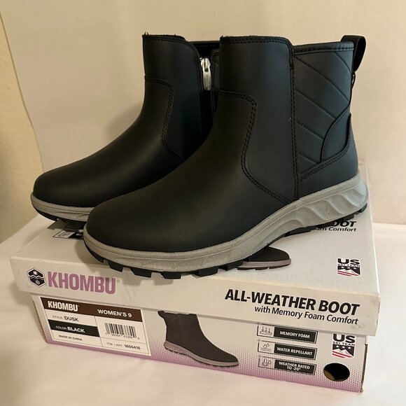Khombu Women's Dusk All Weather Boot Size 9 Black Memory Foam Comfort (NEW) - Picture 5 of 16